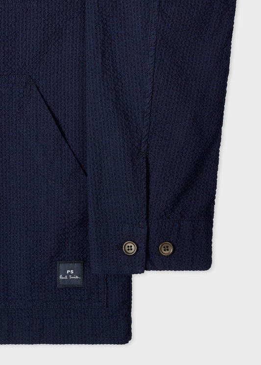 Cotton Seersucker Work Jacket - Navy