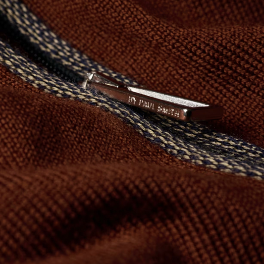 Zip Through Cardigan - Brick Red