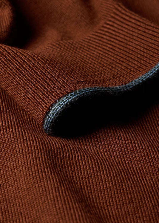Zip Through Cardigan - Brick Red