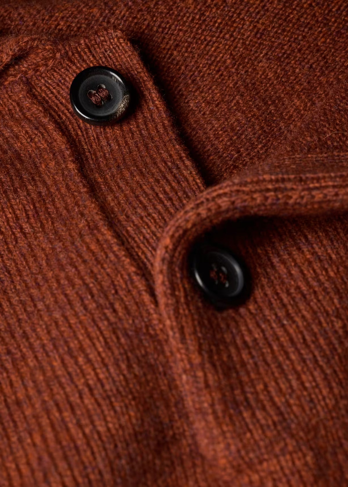 Merino Wool Long-Sleeve Polo Shirt - Red Rust