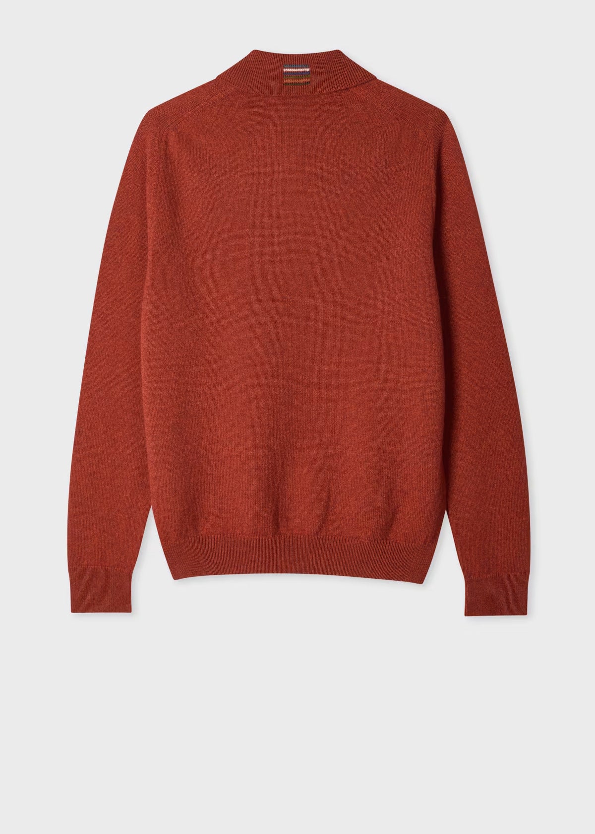 Merino Wool Long-Sleeve Polo Shirt - Red Rust