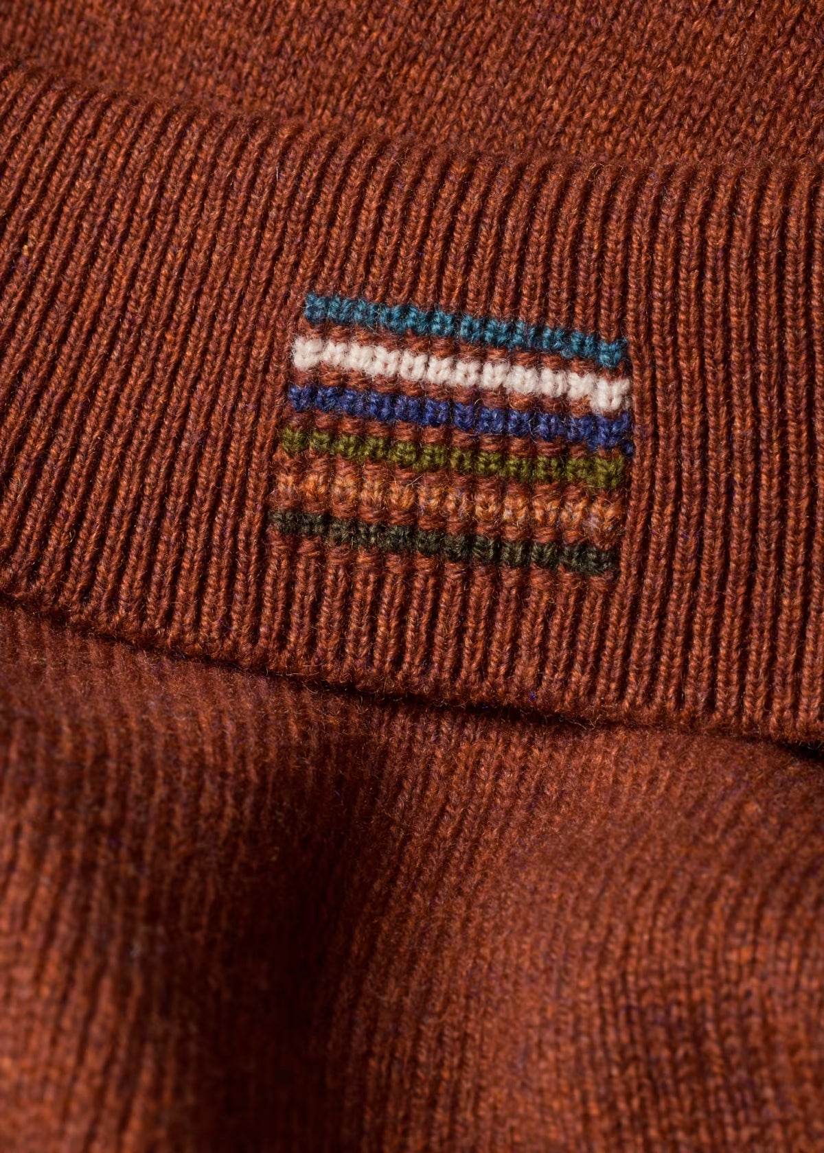 Merino Wool Long-Sleeve Polo Shirt - Red Rust