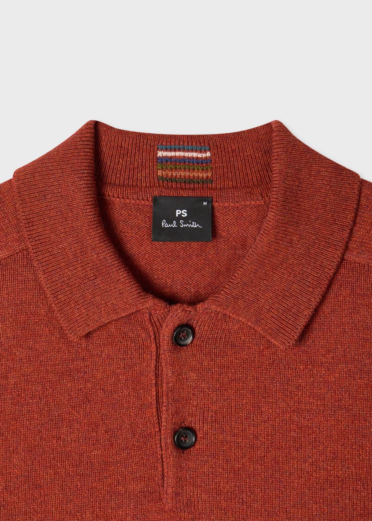 Paul Merino Wool Long-Sleeve Polo Shirt - Red Rust