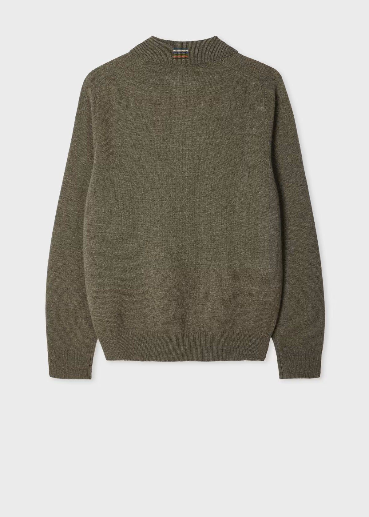 Merino Wool Long-Sleeve Polo Shirt - Khaki Green