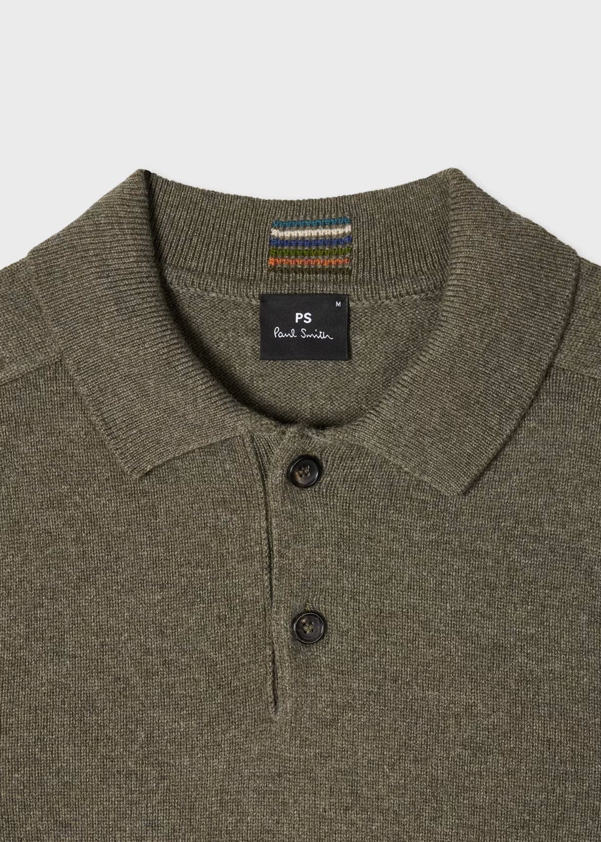 Paul Merino Wool Long-Sleeve Polo Shirt - Khaki Green