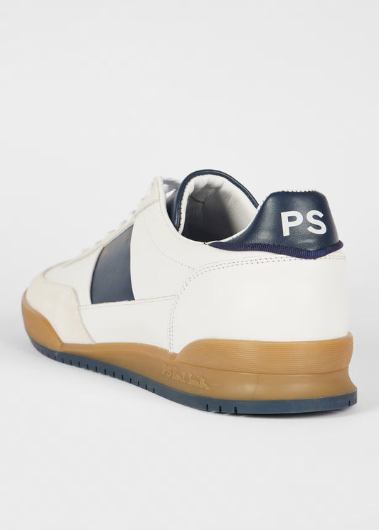 Dover Leather Panel Trainers - White and Navy
