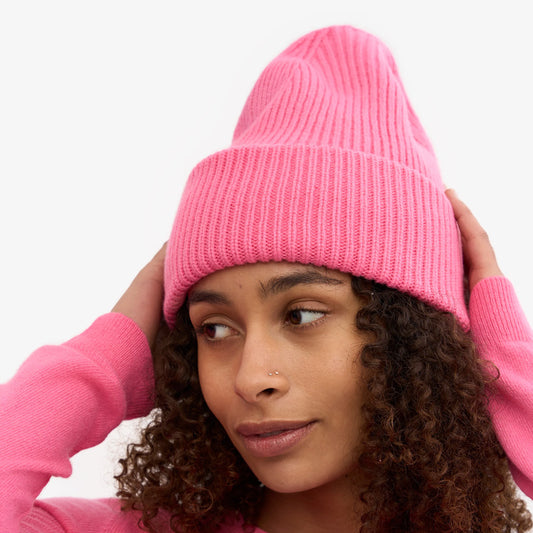 Merino Wool Hat - Bubblegum Pink