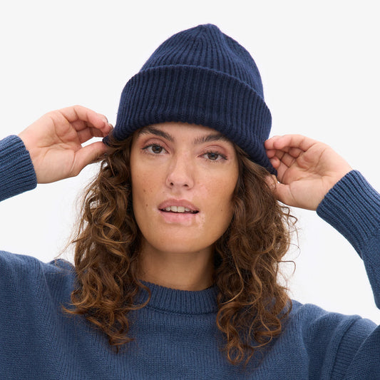 Merino Wool Hat - Navy Blue