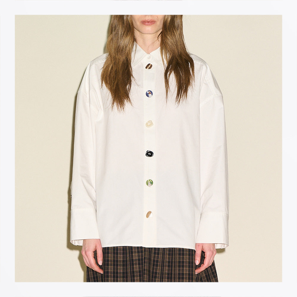 SAMDI Bex Shirt With Mix Buttons - White
