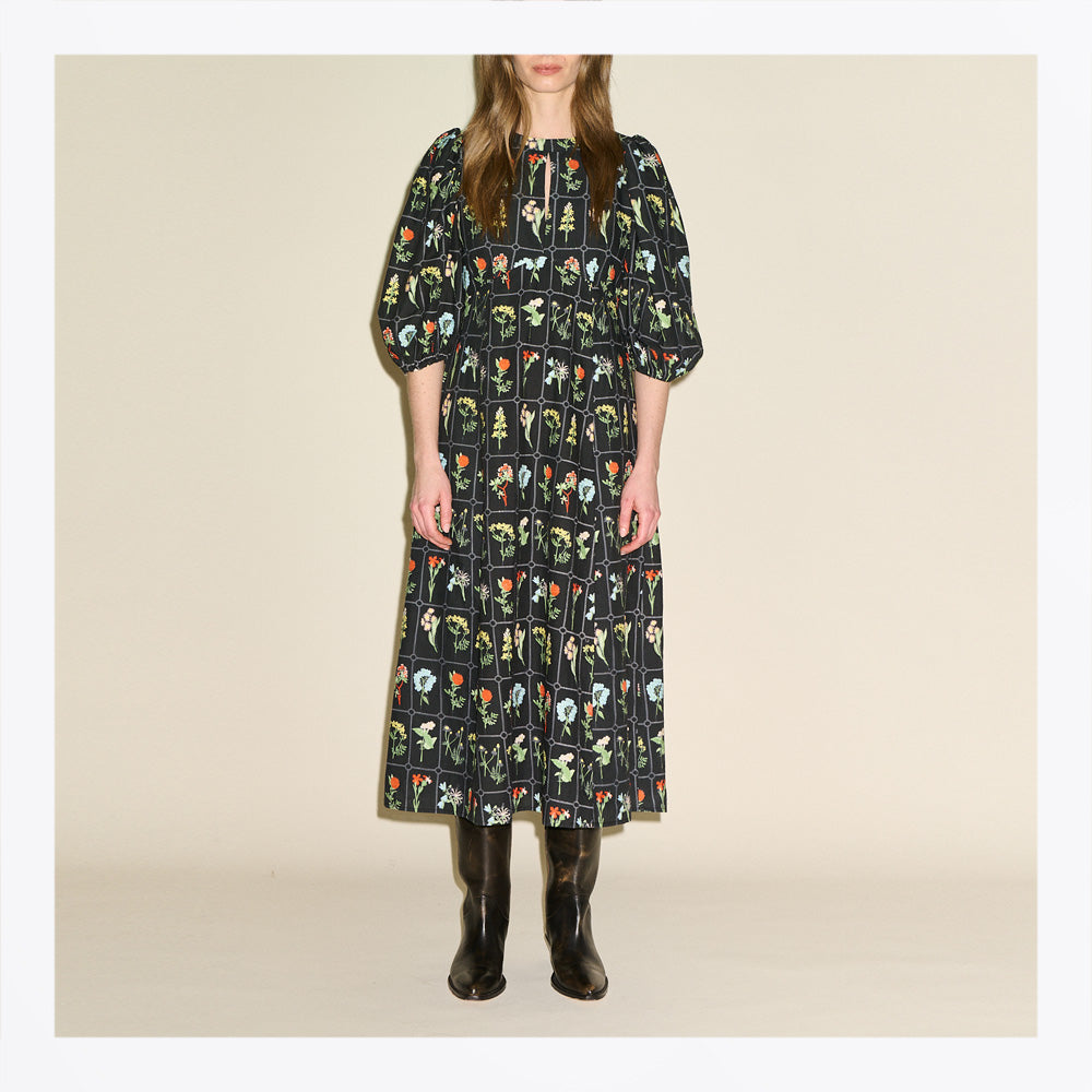 SAMDI Dhalia Dress - Black Multi Print