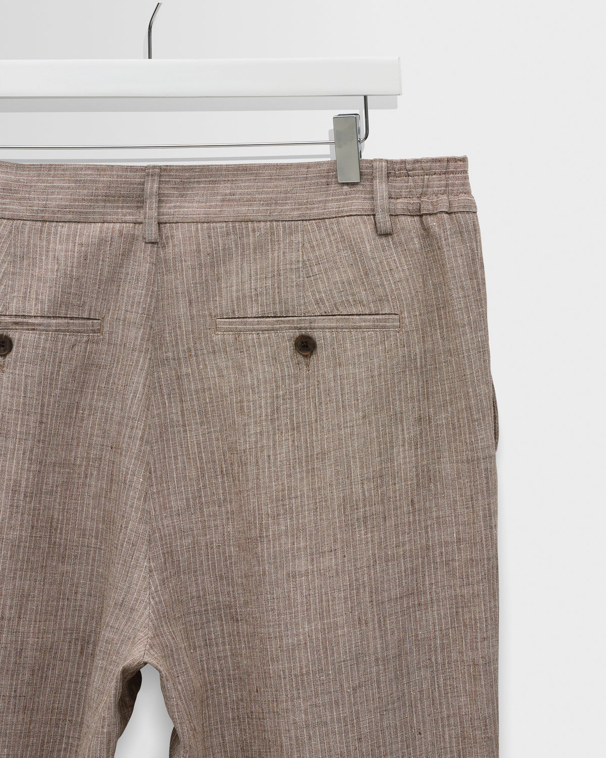 Malham Trouser Linen Stripe - Natural Brown