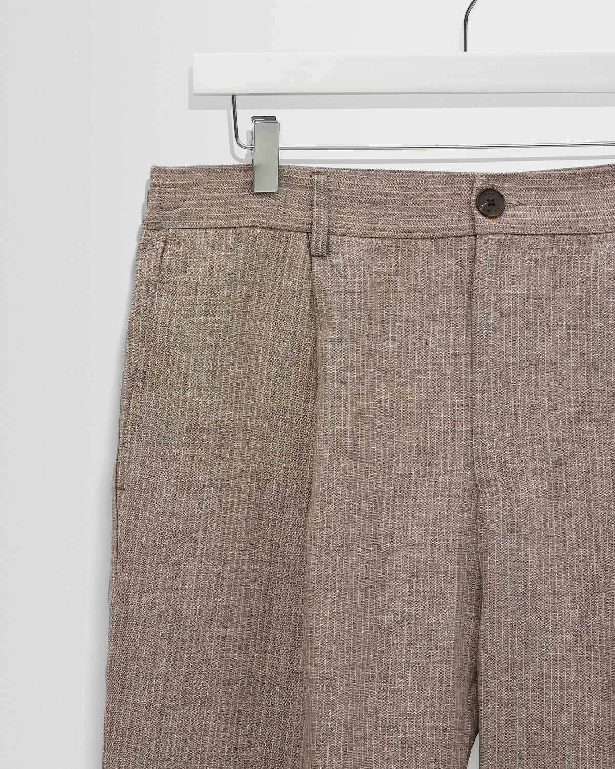 Malham Trouser Linen Stripe - Natural Brown