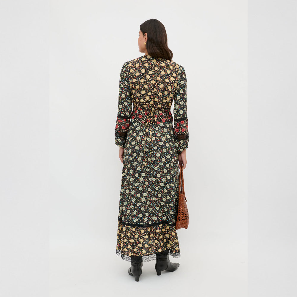 Raven Midi Dress - Eva Floral Mix Black