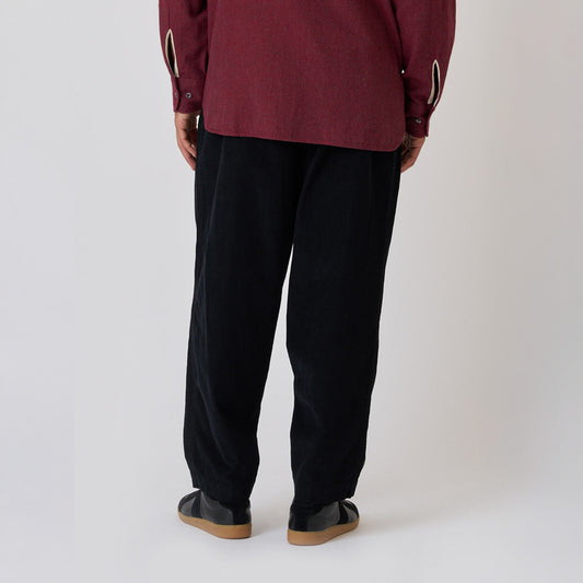 Pleated Track Pant Cat Cord - Black