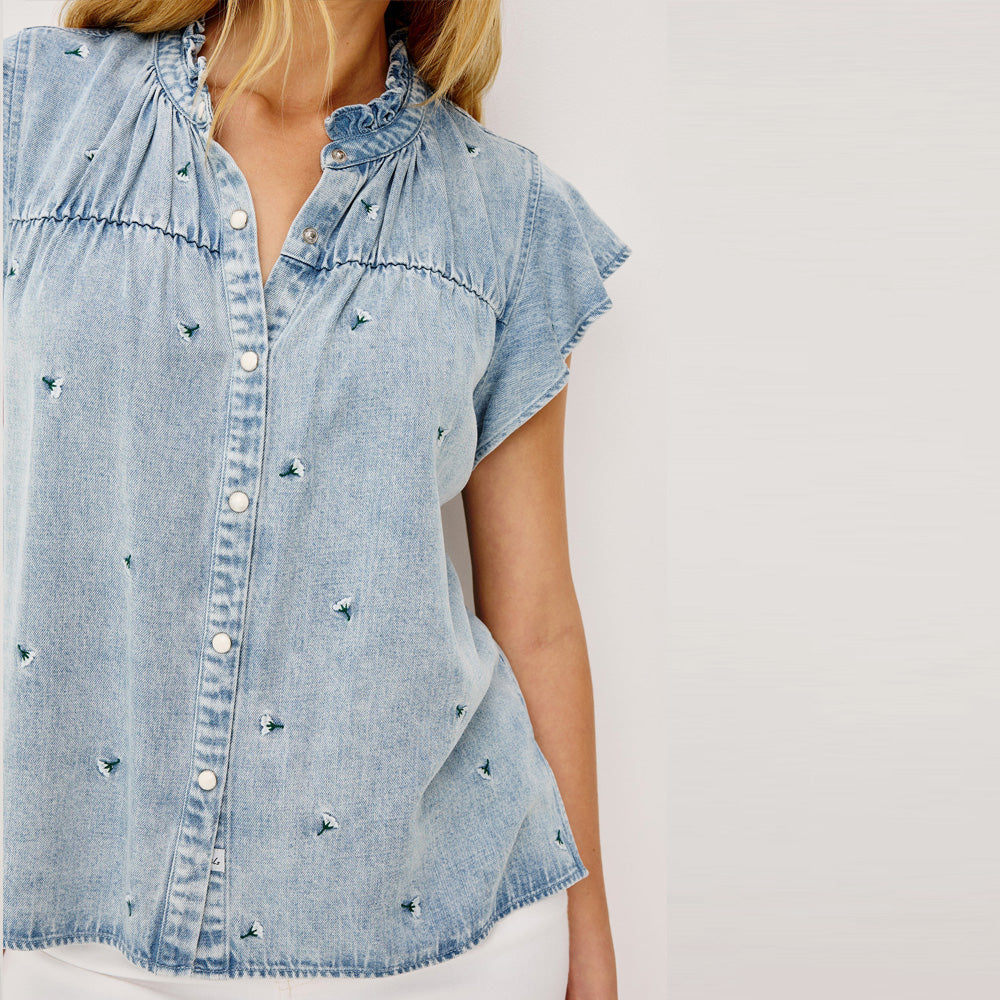 Ruthie Shirt - Ivory Carnations