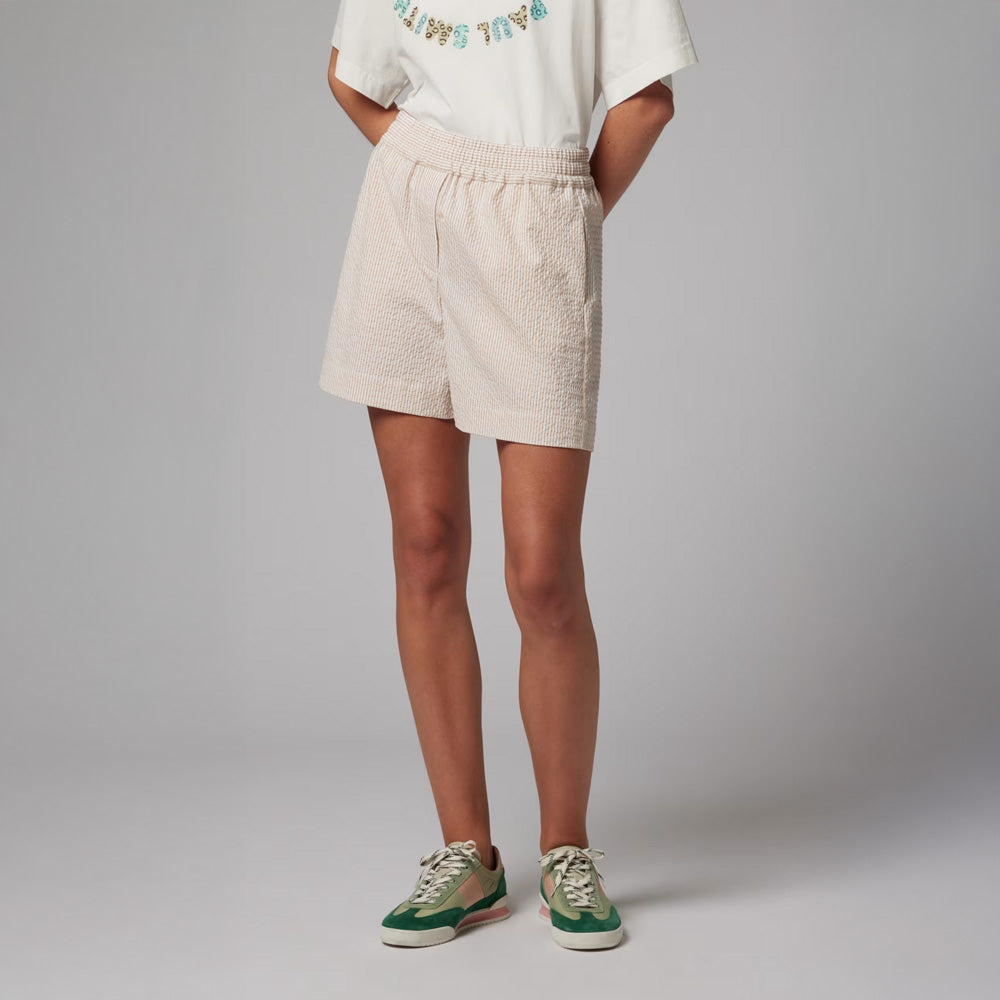Seersucker Stripe Shorts - White