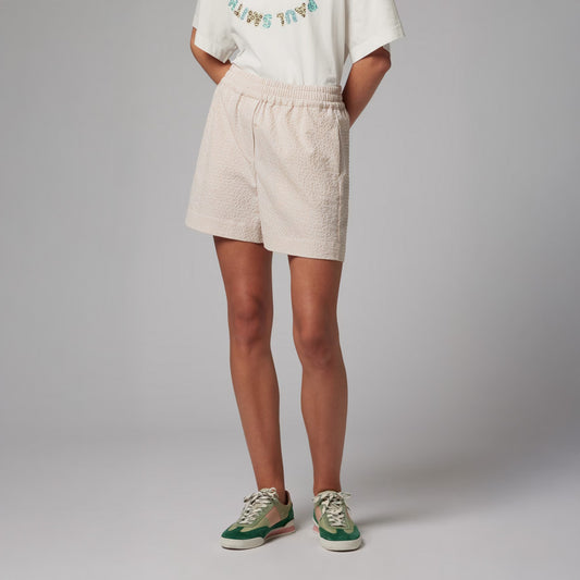 Seersucker Stripe Shorts - White