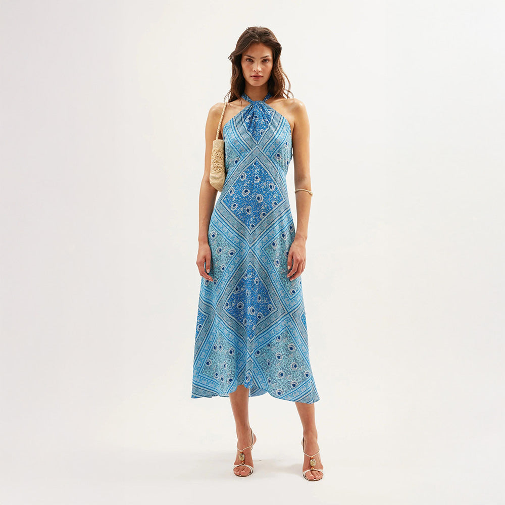Caitlin Dress - Boho Scarf Blue