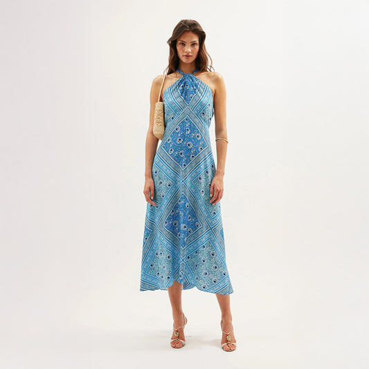 Caitlin Dress - Boho Scarf Blue