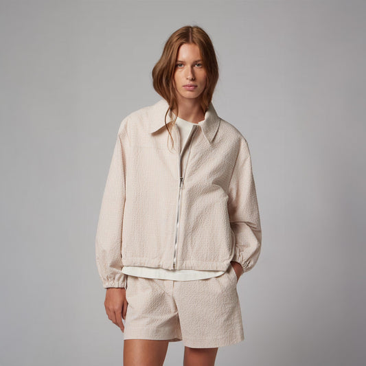 Seersucker Stripe Shorts - White