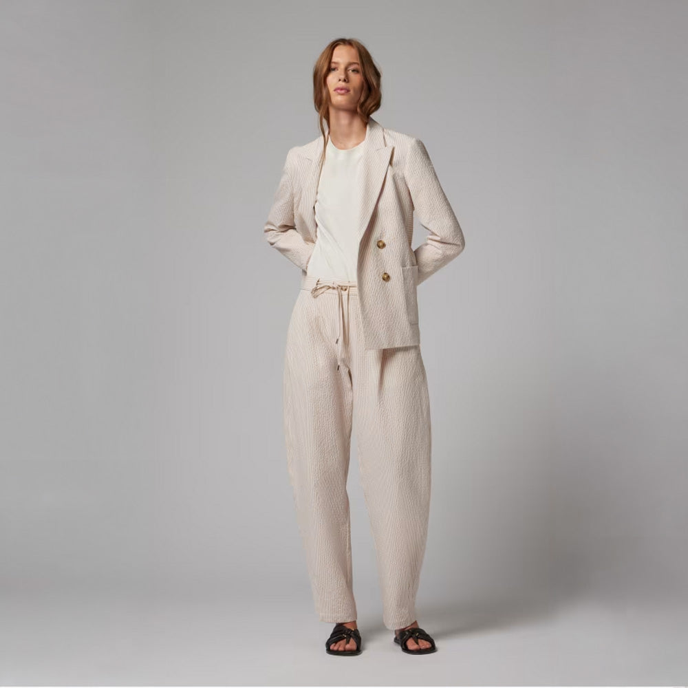 Women's Stripe Seersucker Trousers - White