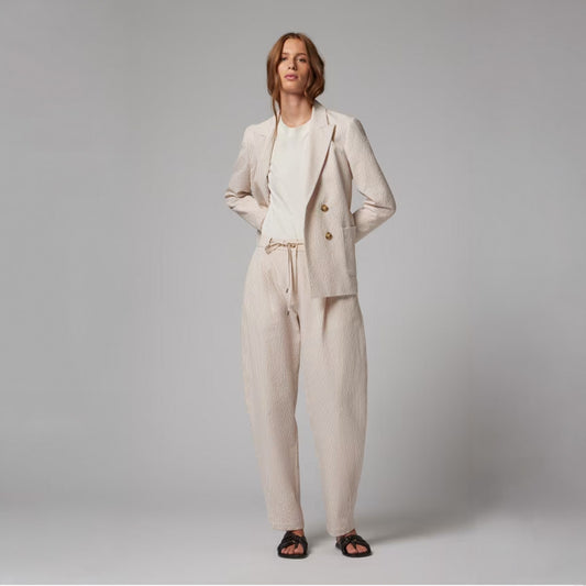 Women's Stripe Seersucker Trousers - White