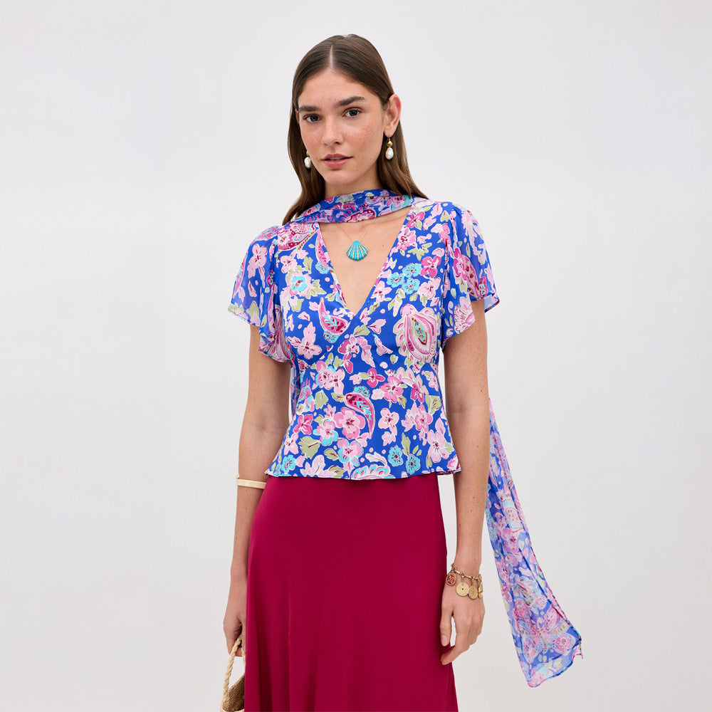 Lania Top - Cara Floral Blue