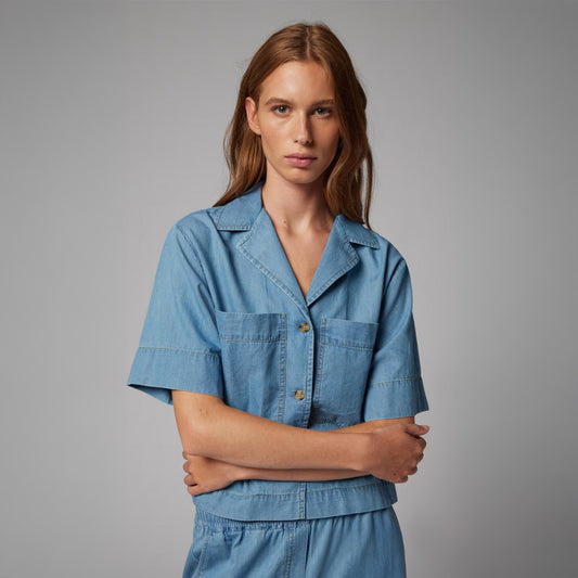 Chambray Short Sleeve Shirt - Blue