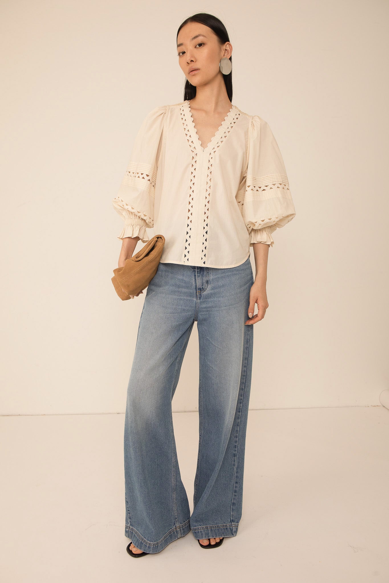 Arlette Pintuck Blouse - Ecru