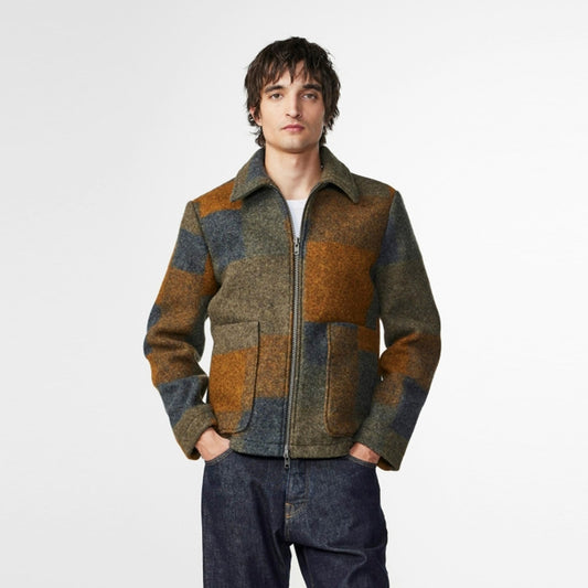 - Gael Wool Check Jacket - Brown Check