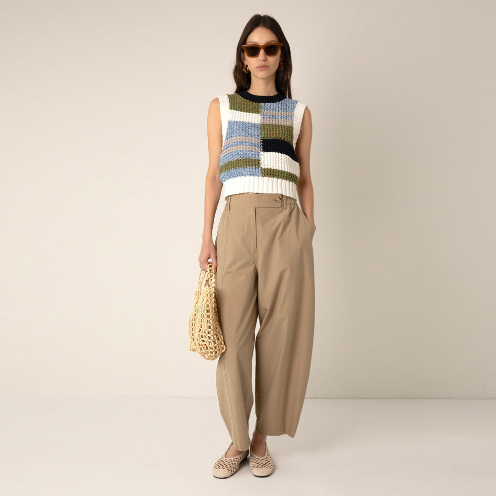Thea Barrel Leg Trouser - Sand