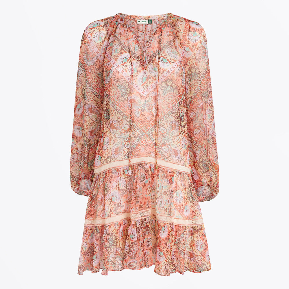 Rixo Miyah Dress - Cara Bandana Orange
