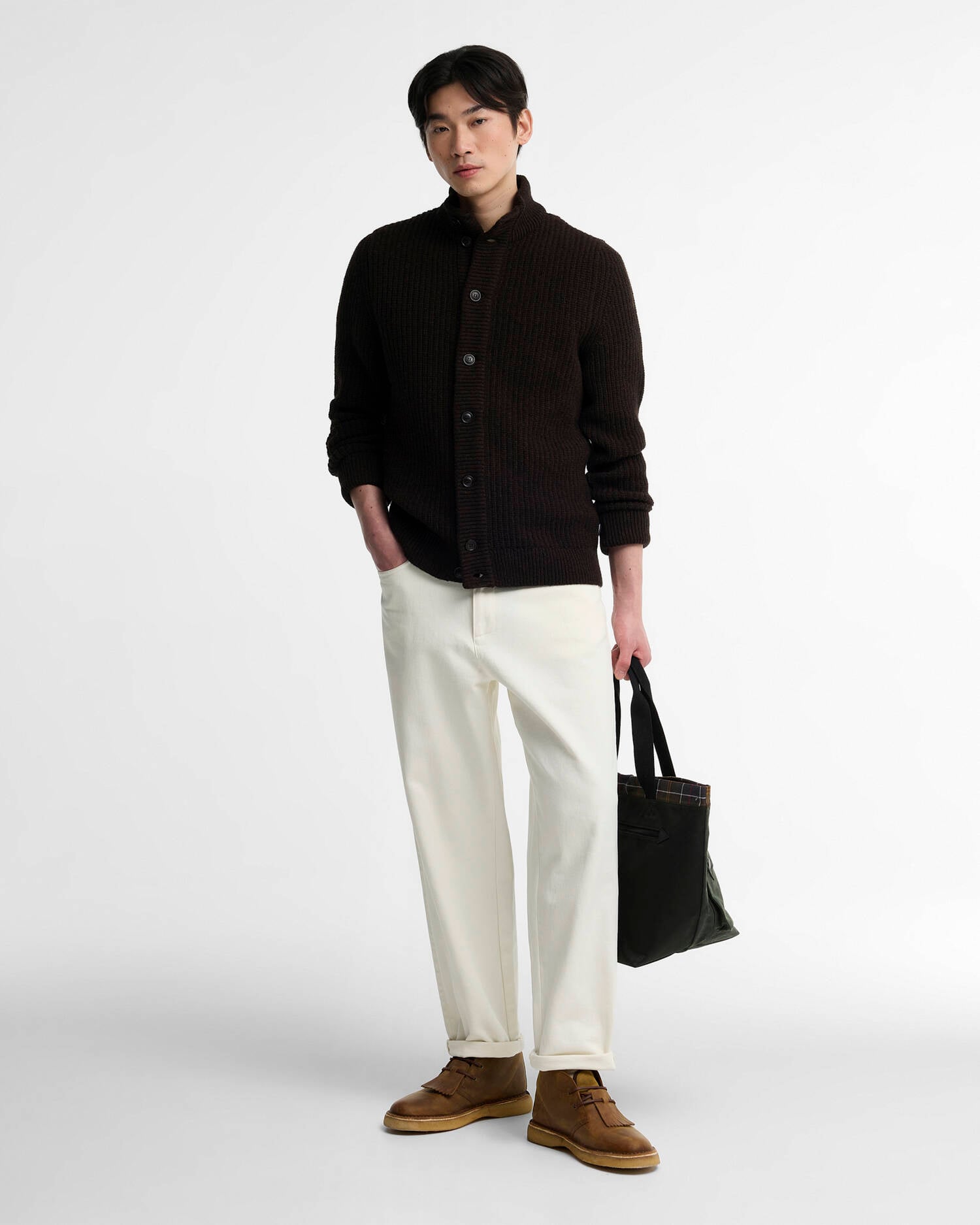 Barbour Mordale Knitted Button Through - Dark Brown