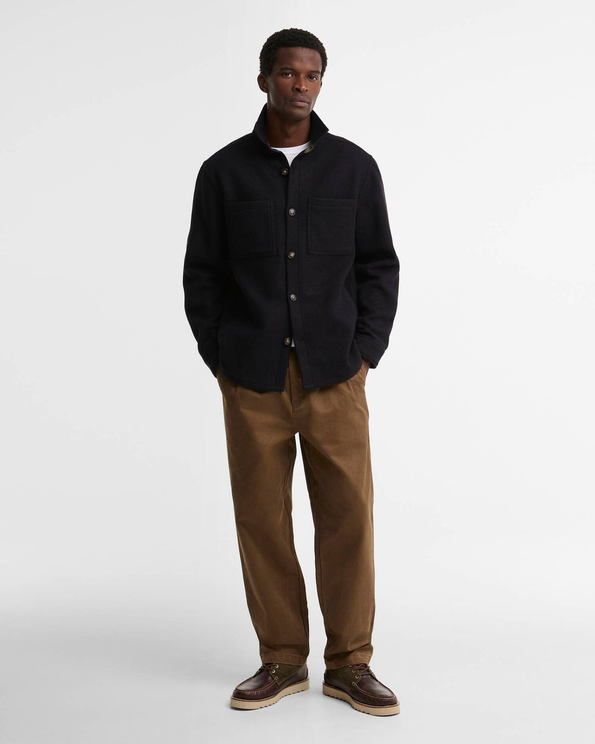 Barbour Marltown Tailored Wool Blend Overshirt - Navy Marl