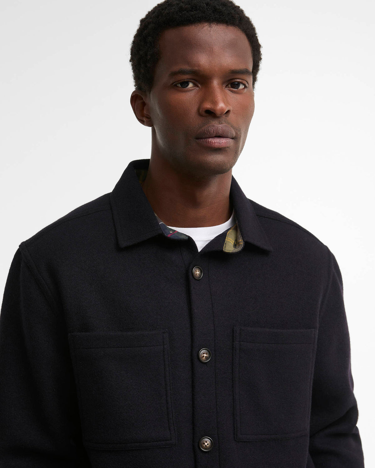 Marltown Tailored Wool Blend Overshirt - Navy Marl