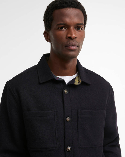 Marltown Tailored Wool Blend Overshirt - Navy Marl