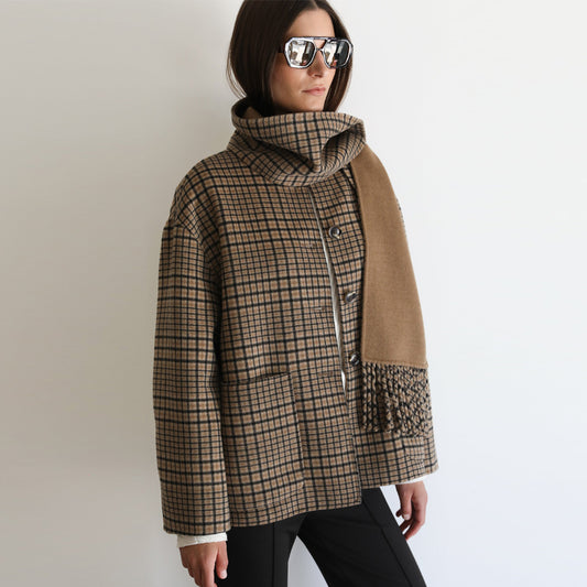Quinn Double Faced Check Scarf Jacket - Check