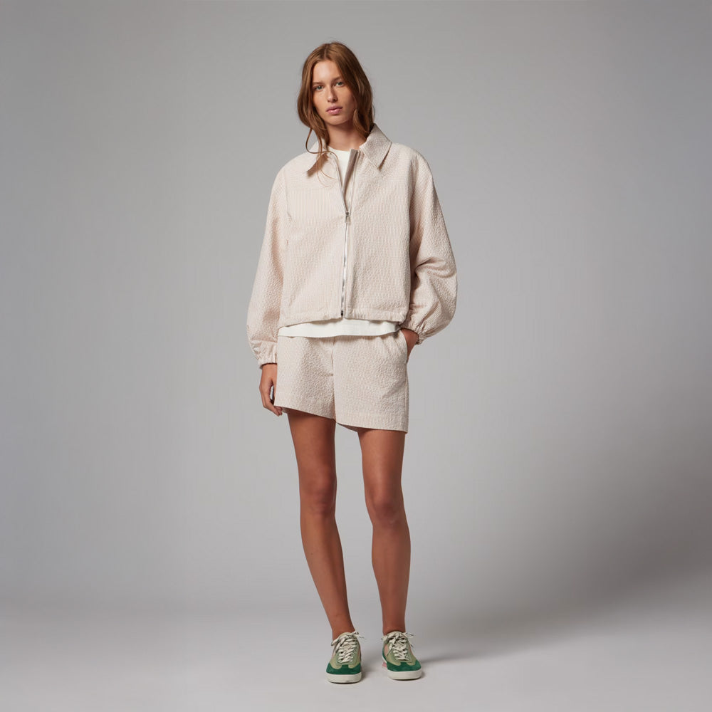 Seersucker Stripe Shorts - White