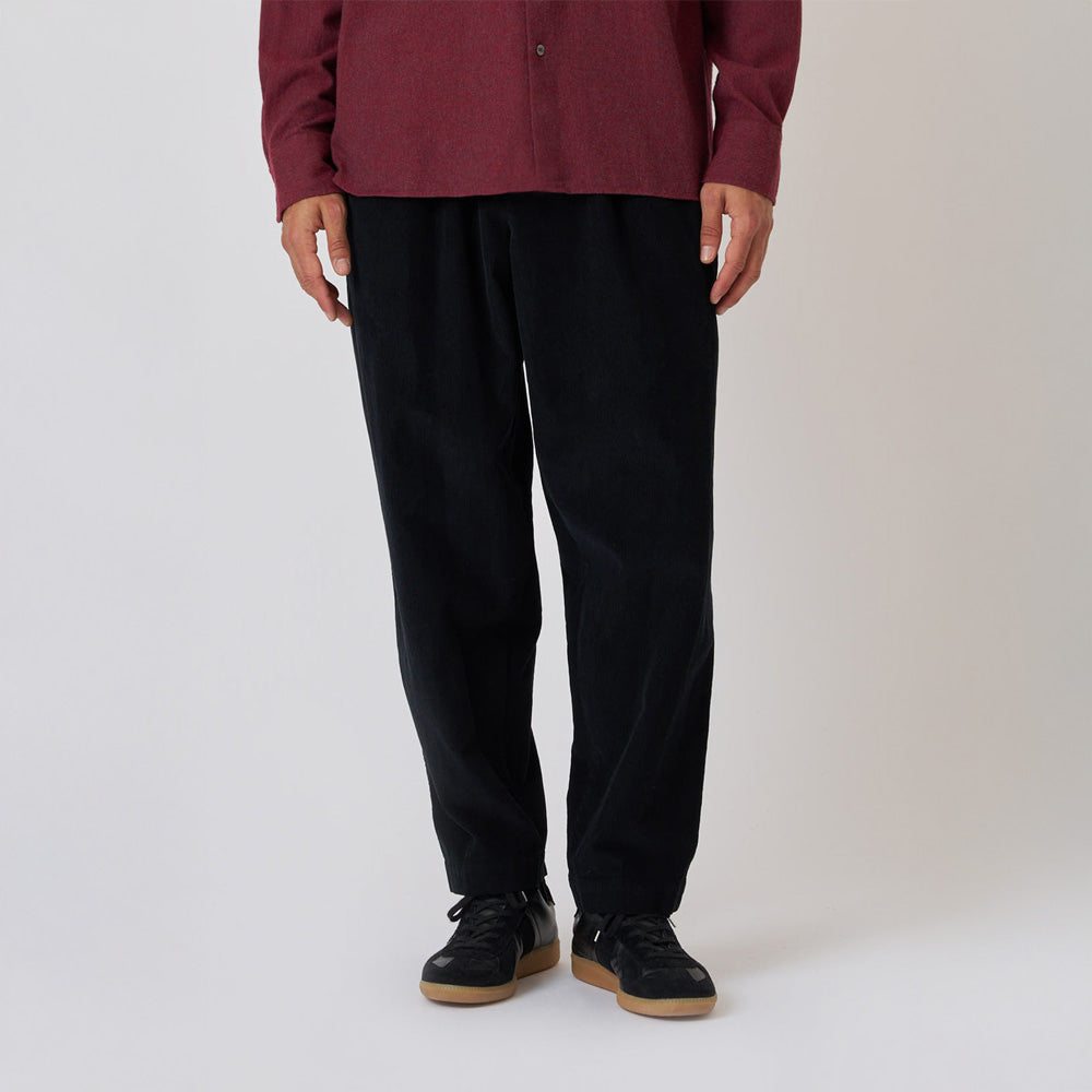 Pleated Track Pant Cat Cord - Black