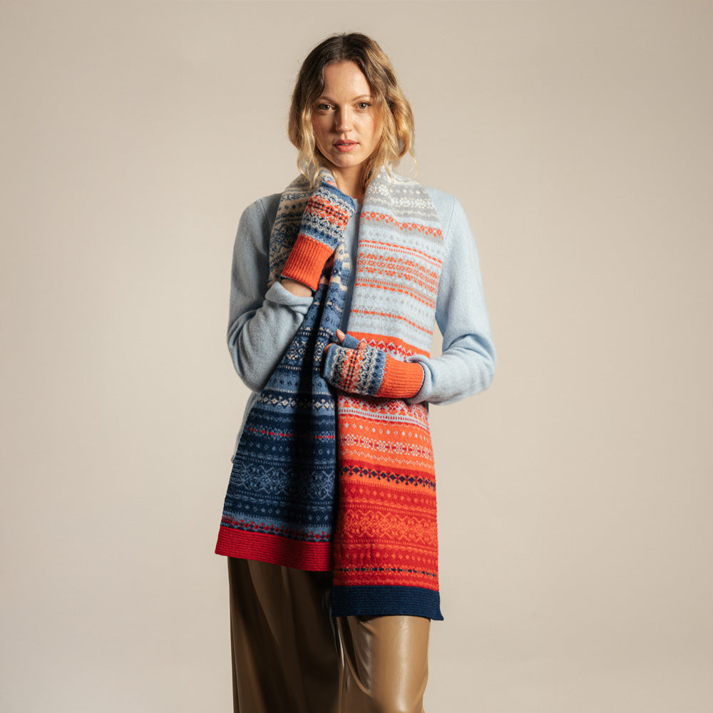 Alloa Fairisle Scarf - Bella-Blue