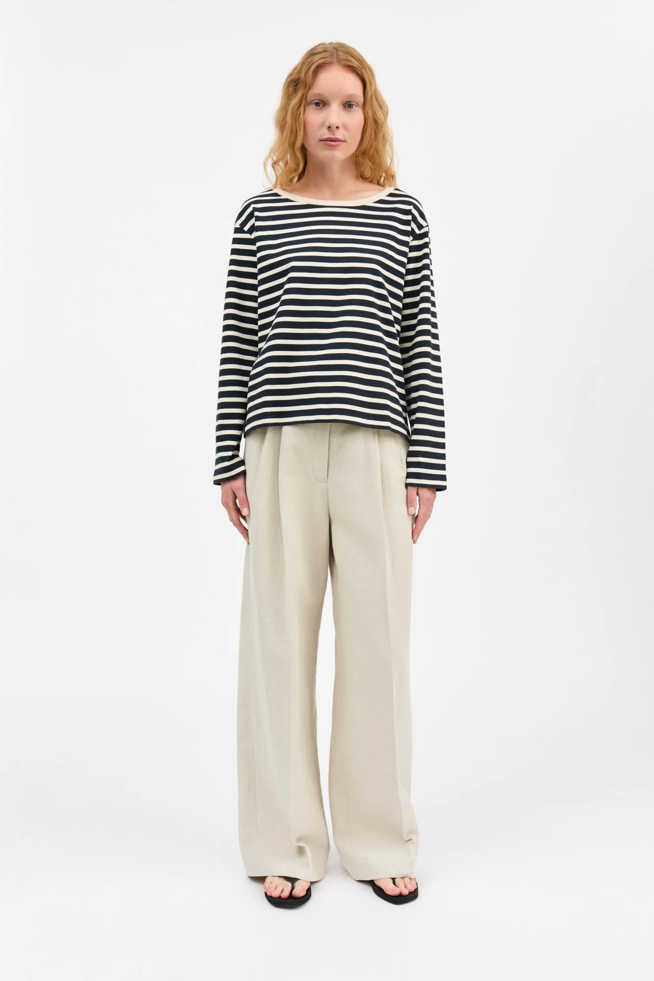 Marron Oversized Blouse - Navy/Off White Stripe