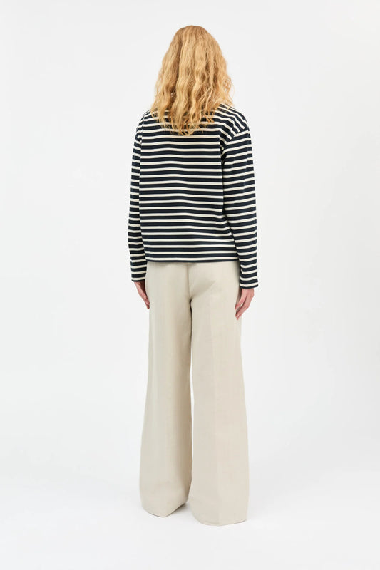 Marron Oversized Blouse - Navy/Off White Stripe