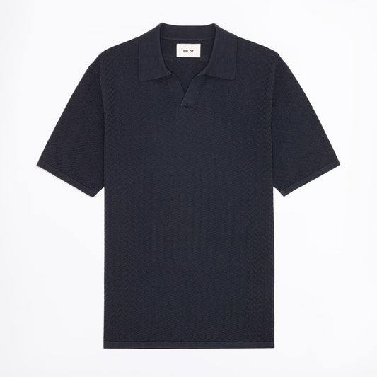 Paul Textured Stitch Polo - Navy Blue