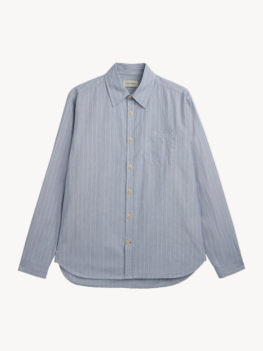 Blue striped shirt on a white background