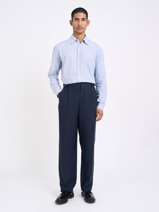 Morton Pleated Trousers Silman - Navy