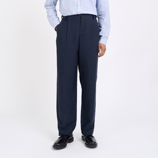 Morton Pleated Trousers Silman - Navy