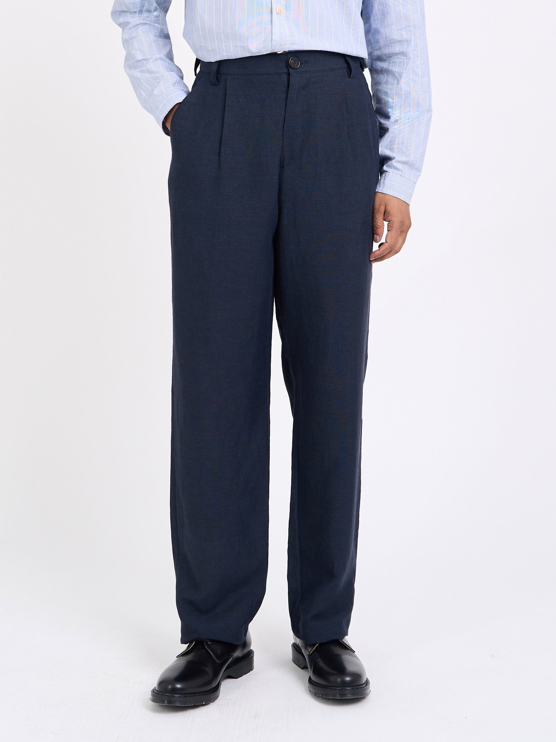 Oliver Morton Pleated Trousers Silman - Navy