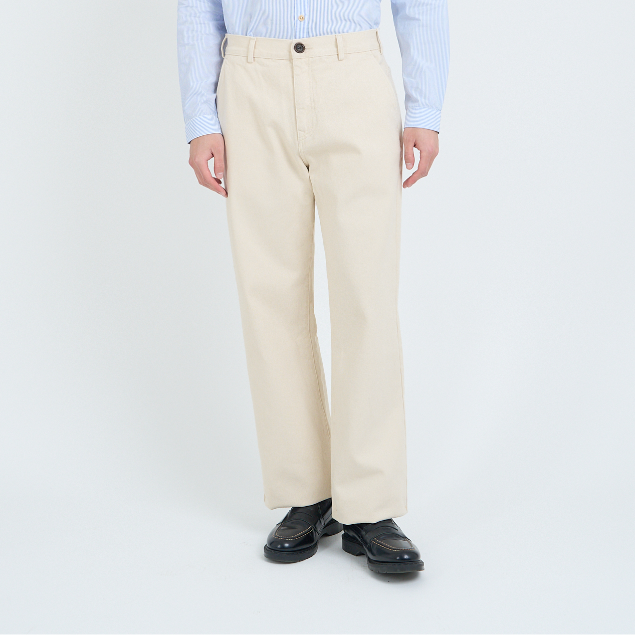 Oliver Straight Leg Utility Trousers Marin Twill - Ecru