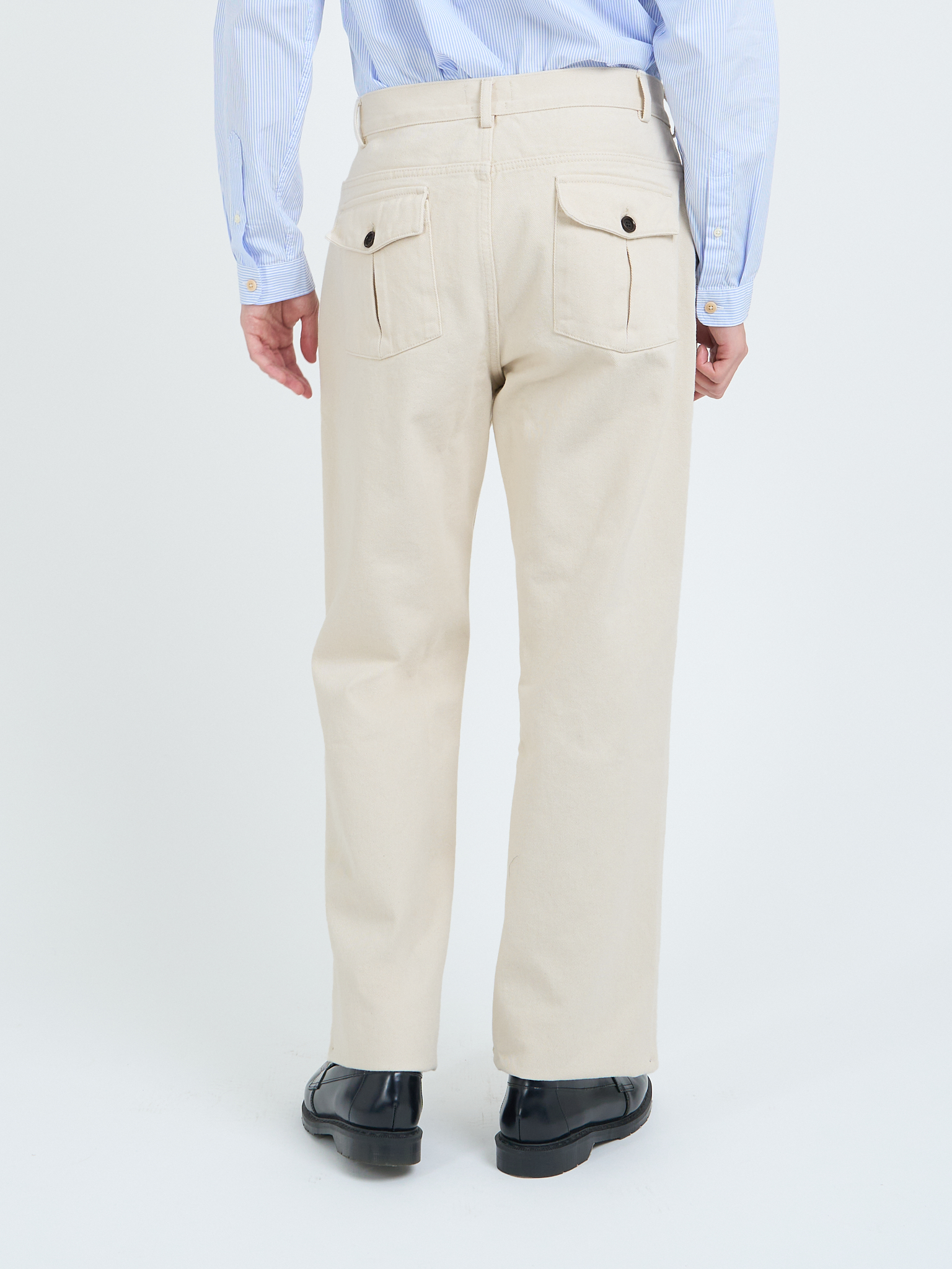 Oliver Straight Leg Utility Trousers Marin Twill - Ecru