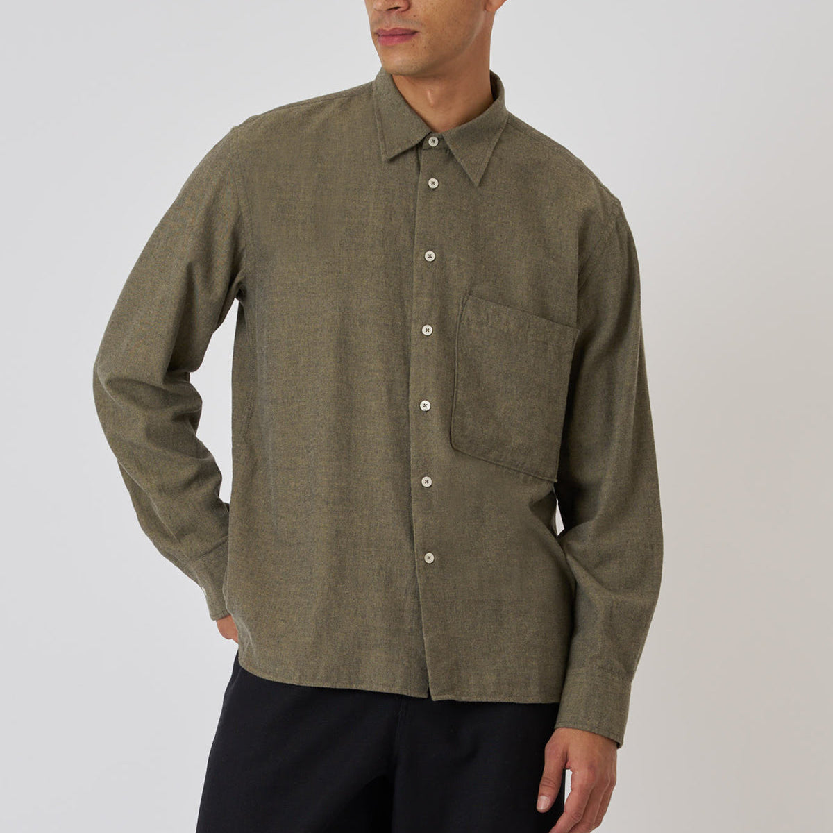 Square Pocket Shirt Brushed Twill Marl - Mustard